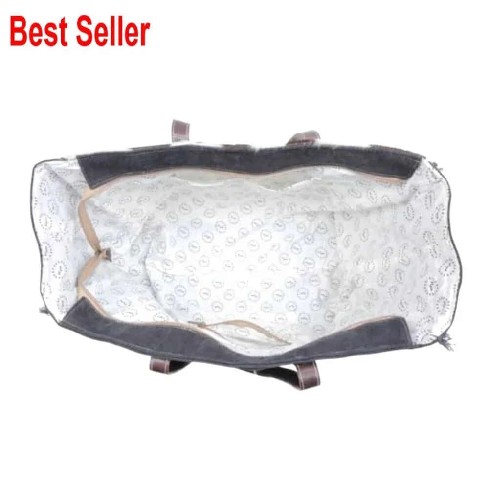 Western Cowhide Purse with Leather Strap, Paisley Pattern Hobo Bag